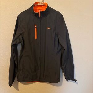 Fila Woman’s Fila Peak Bonded Zip Jacket Grey Orange Accents, Size XL